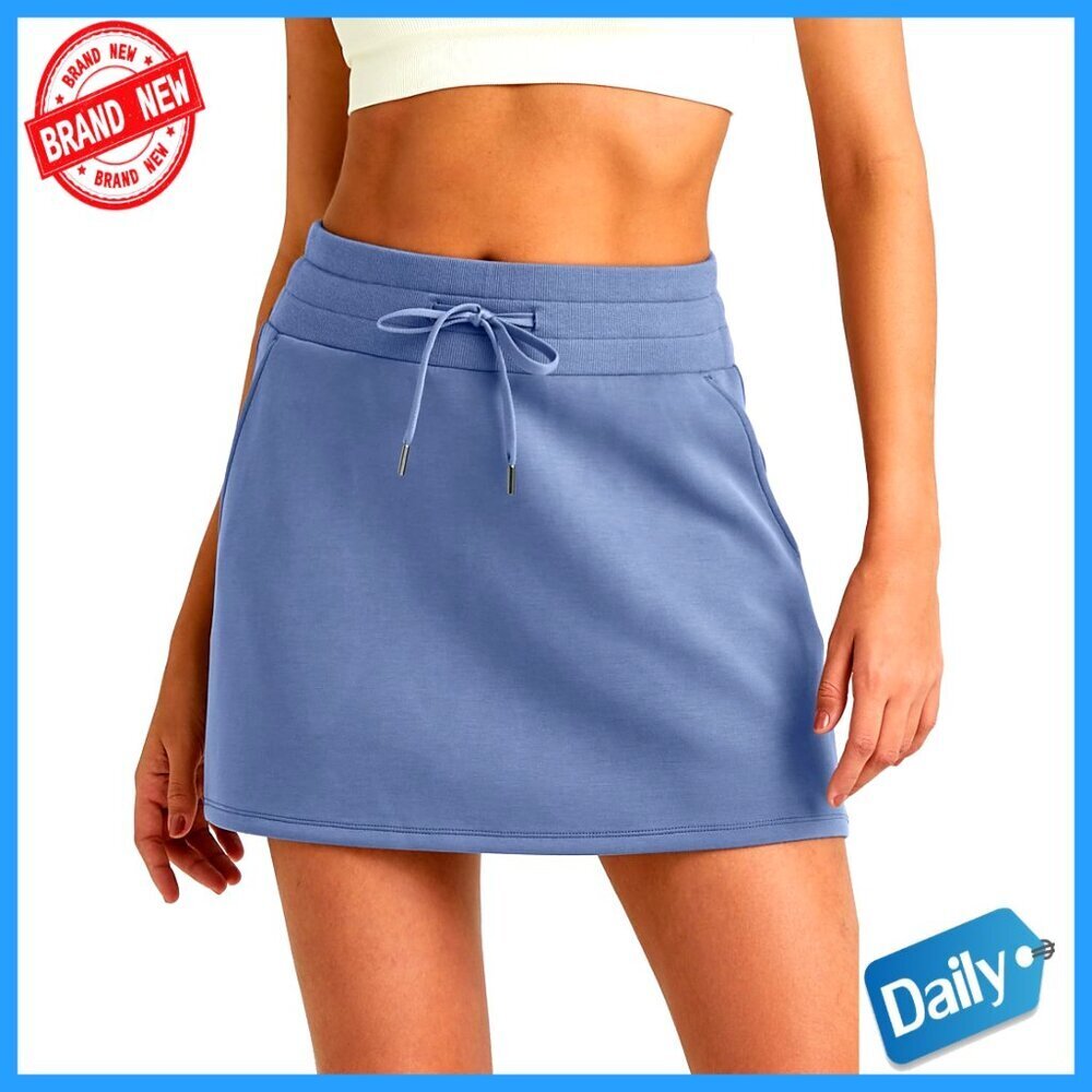 Modal A-Line Sweat Skirt with Pockets, Drawstring Waist, Casual Lounge